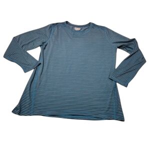 Women's XL Med Couture Performance Knit Blue/Brown Striped Long-Sleeved Tee